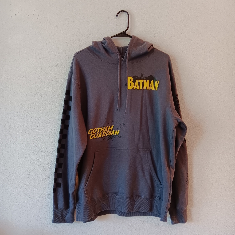Batman Sweater Men Size L Gray Hoodie